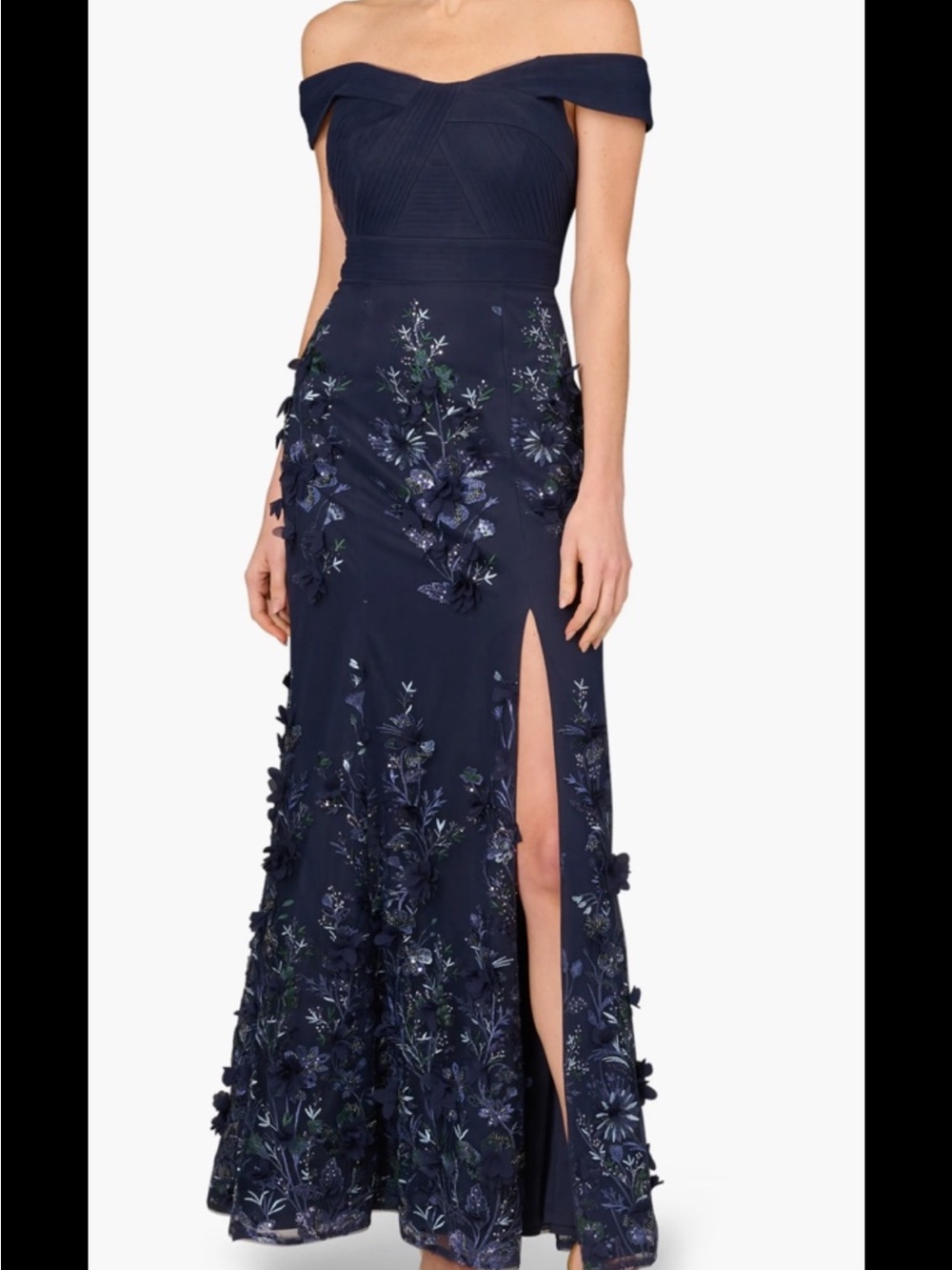 Aidan Matrix By Adrianna Papell Sequin Embellished Mermaid Gown,sz 8, New, Navy